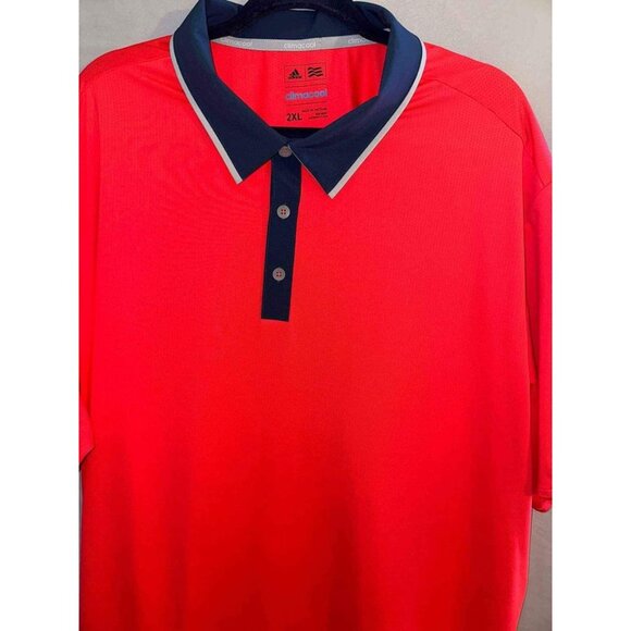 Adidas Mens 2XL ClimaCool Dri-Fit Reflective Pink Short Sleeve Polo Loose Fit - Picture 2 of 6